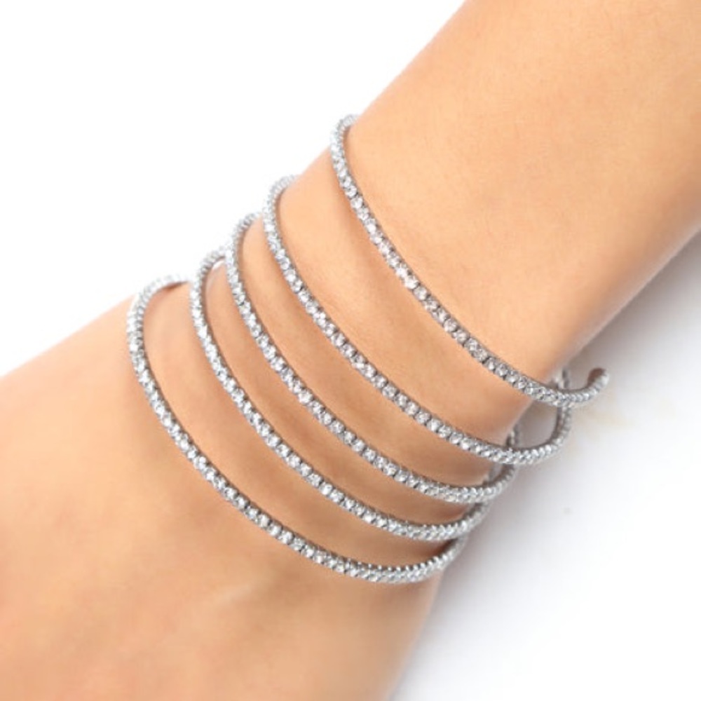 Nordstrom Bracelet 5 layer silver & rhinestone formal prom women’s/juniors